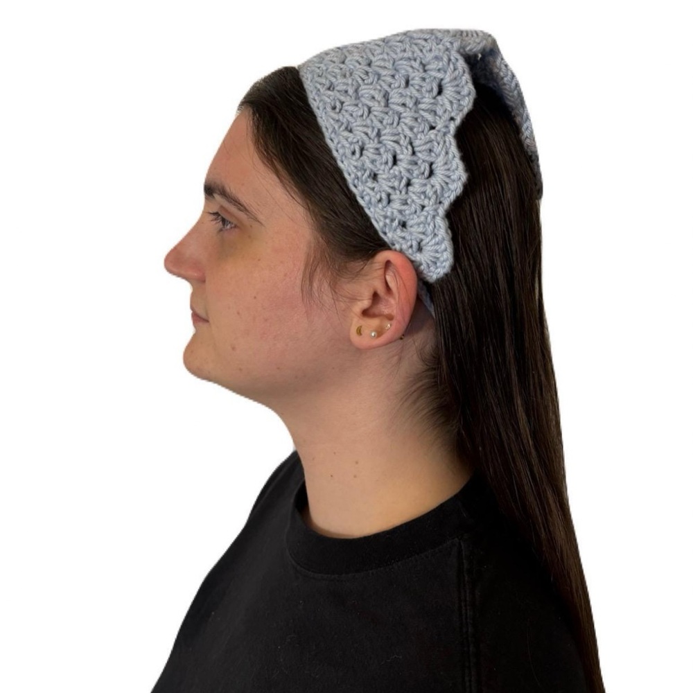 Light Blue Granny Crochet Bandana - Picture 3 of 3